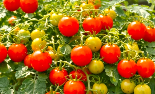 支柱を立てずにベランダのプランターで育つコンパクトなミニトマト