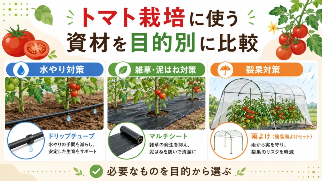 トマト栽培に使う資材を目的別に比較