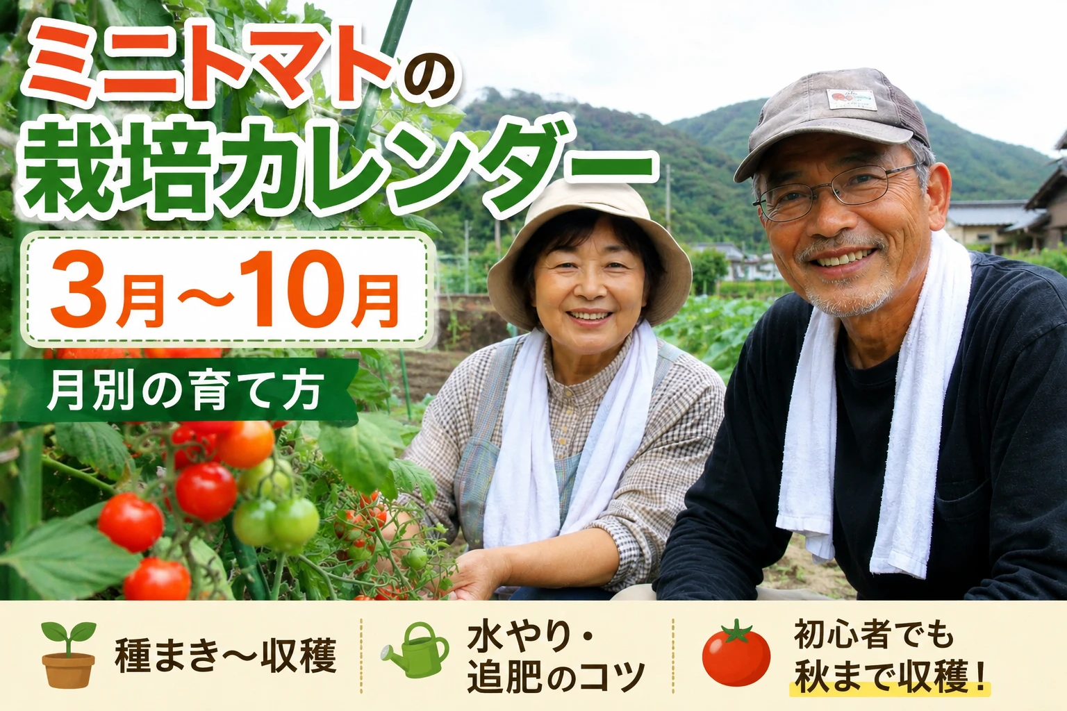 ミニトマトの栽培カレンダー3月〜10月｜月別の育て方